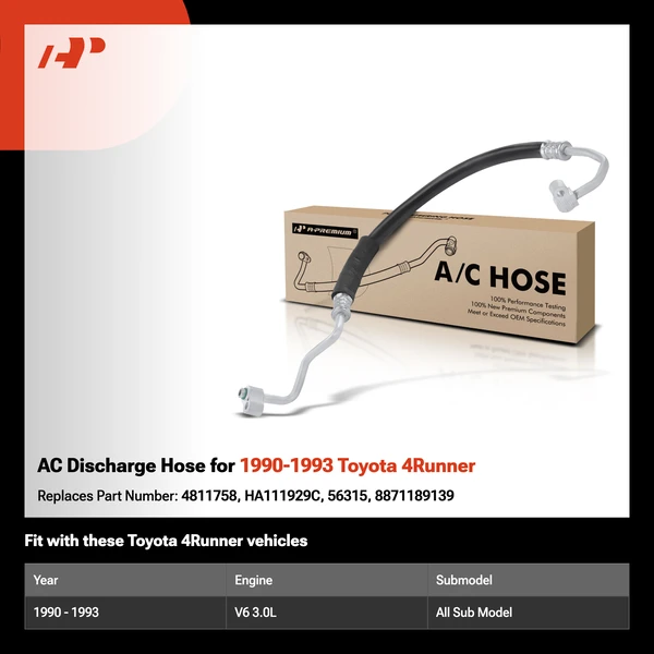 AC Discharge Hose for 1990-1993 Toyota 4Runner