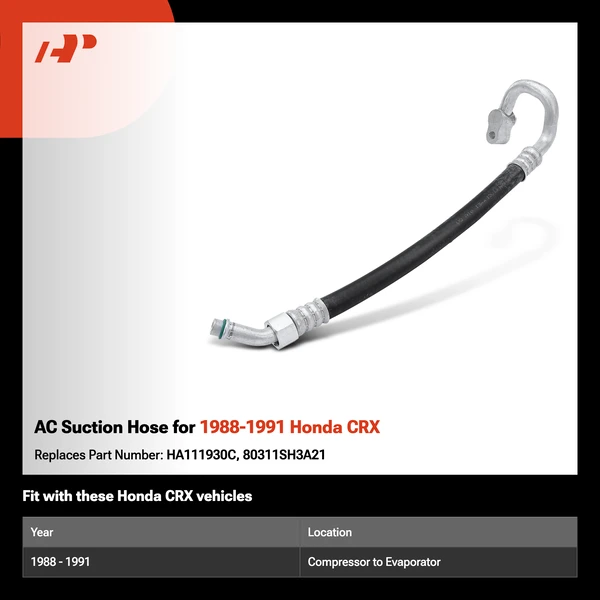 AC Suction Hose for 1988-1991 Honda CRX