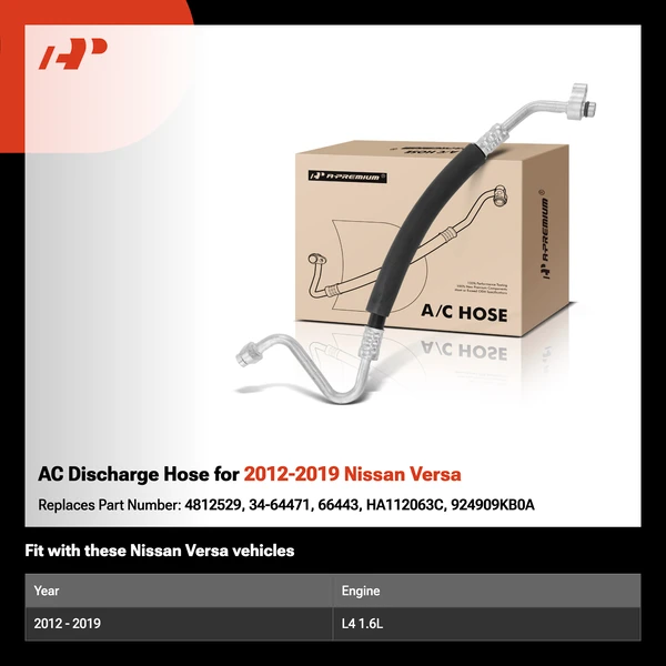 AC Discharge Hose for 2012-2019 Nissan Versa