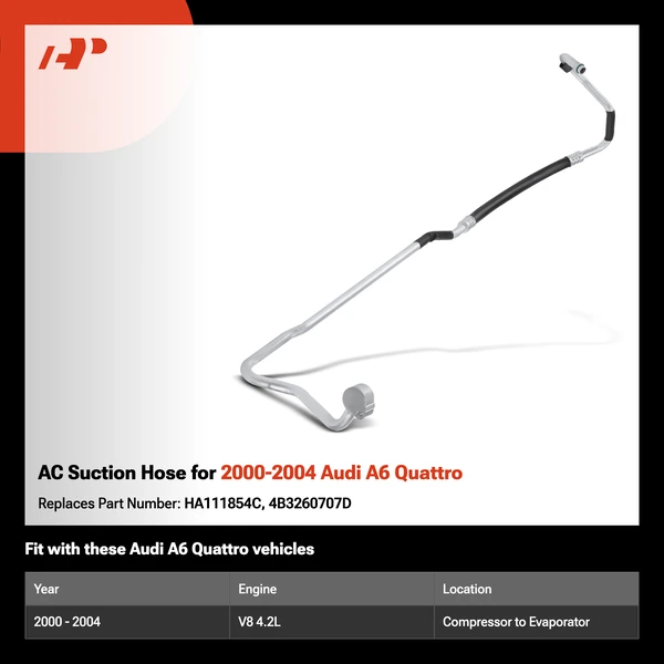 AC Suction Hose for 2000-2004 Audi A6 Quattro