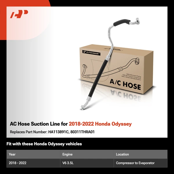 AC Hose Suction Line for 2018-2022 Honda Odyssey