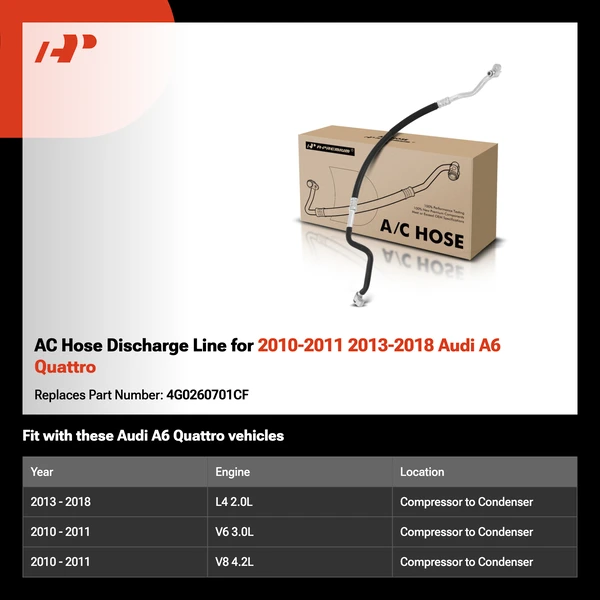 AC Hose Discharge Line for 2010-2011 2013-2018 Audi A6 Quattro