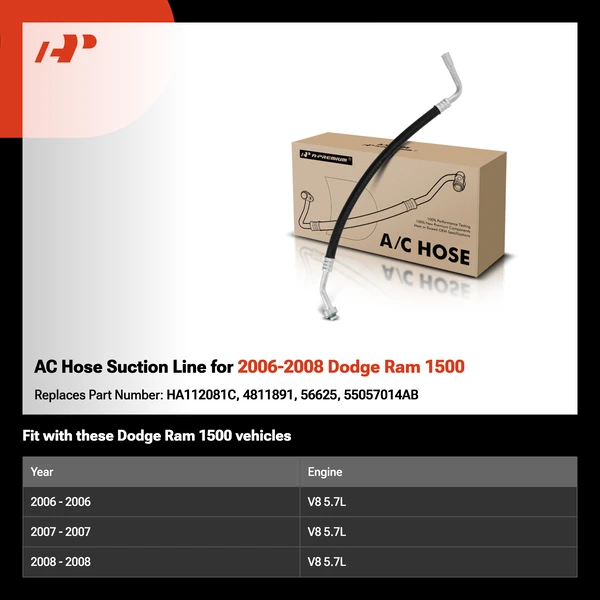 AC Hose Suction Line for 2006-2008 Dodge Ram 1500