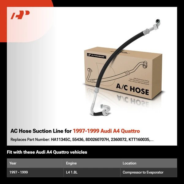 AC Hose Suction Line for 1997-1999 Audi A4 Quattro