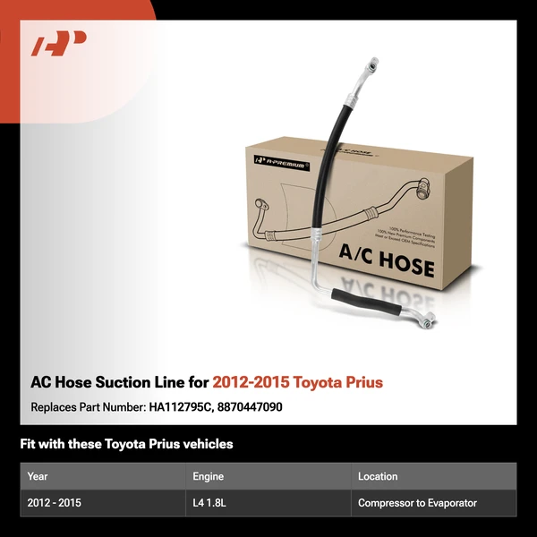 AC Hose Suction Line for 2012-2015 Toyota Prius