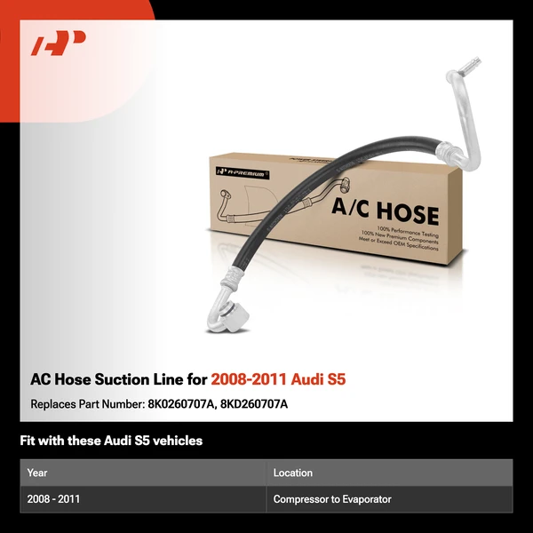 AC Hose Suction Line for 2008-2011 Audi S5