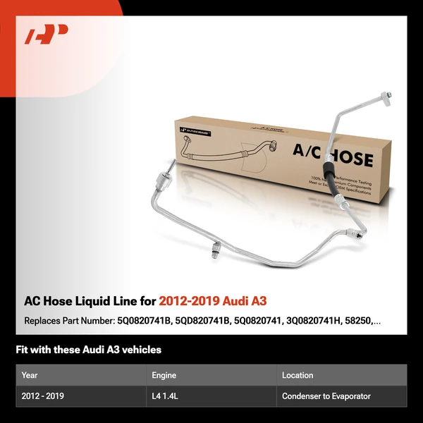 AC Hose Liquid Line for 2012-2019 Audi A3
