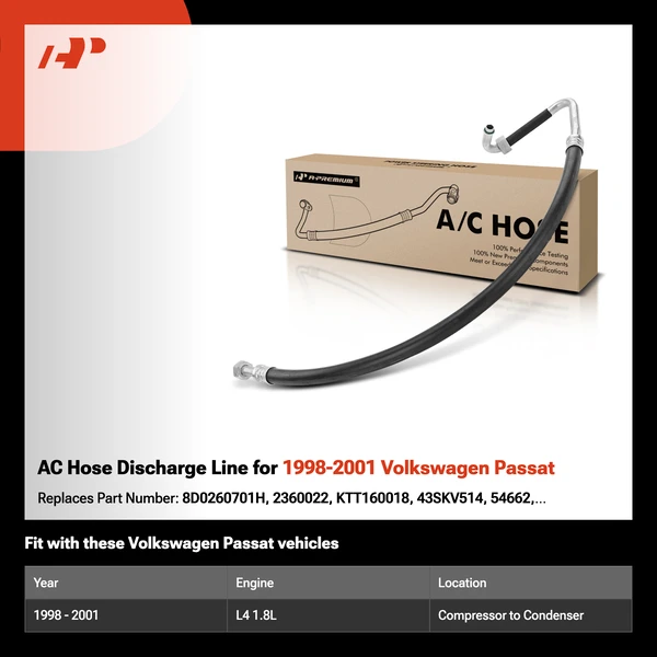 AC Hose Discharge Line for 1998-2001 Volkswagen Passat