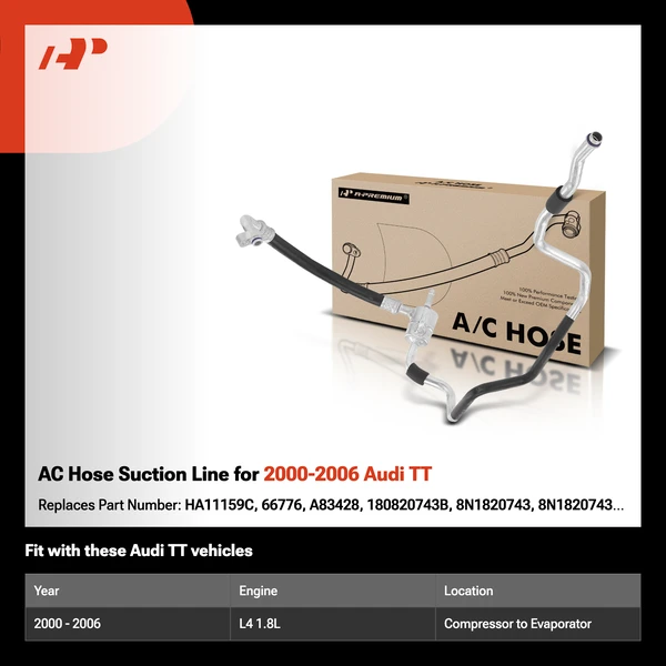 AC Hose Suction Line for 2000-2006 Audi TT