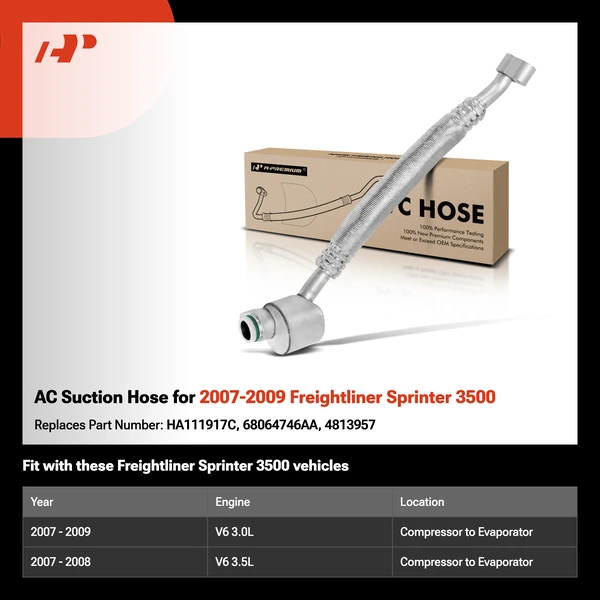 AC Suction Hose for 2007-2009 Freightliner Sprinter 3500
