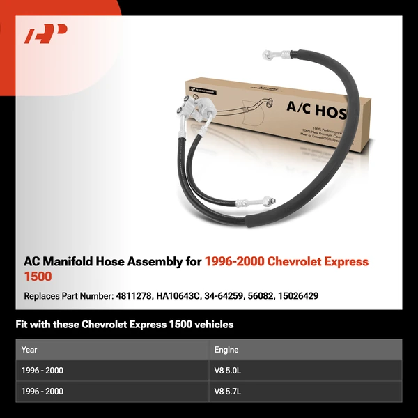 AC Manifold Hose Assembly for 1996-2000 Chevrolet Express 1500