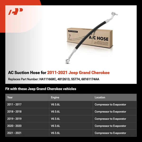 AC Suction Hose for 2011-2021 Jeep Grand Cherokee