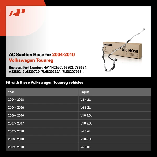 AC Suction Hose for 2004-2010 Volkswagen Touareg