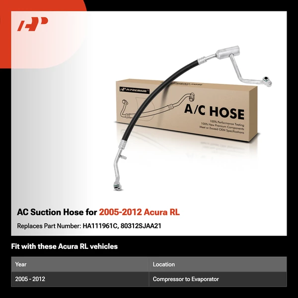 AC Suction Hose for 2005-2012 Acura RL