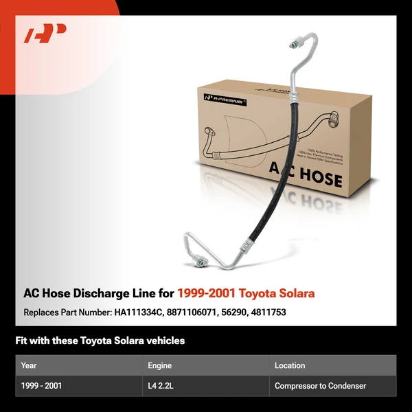 AC Hose Discharge Line for 1999-2001 Toyota Solara