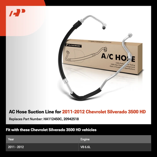 AC Hose Suction Line for 2011-2012 Chevrolet Silverado 3500 HD