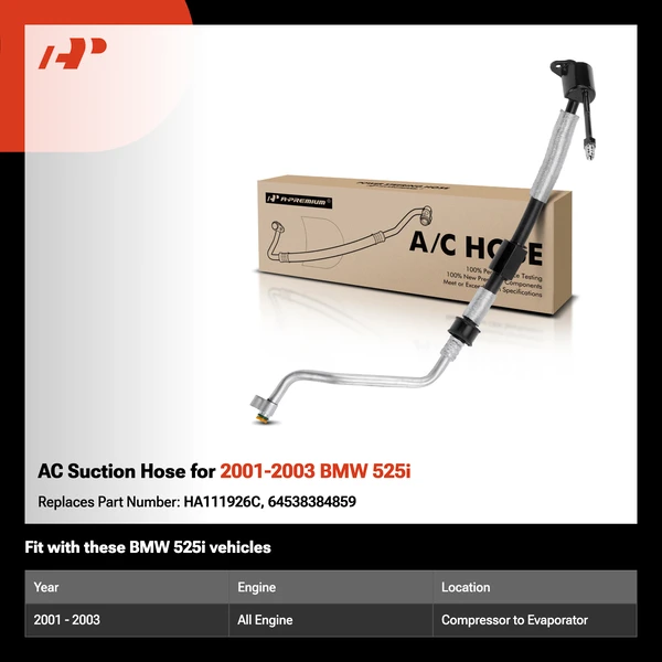 AC Suction Hose for 2001-2003 BMW 525i