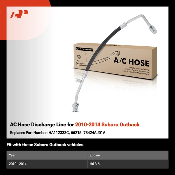 AC Hose Discharge Line for 2010-2014 Subaru Outback