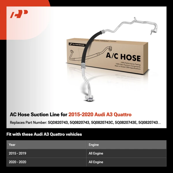 AC Hose Suction Line for 2015-2020 Audi A3 Quattro