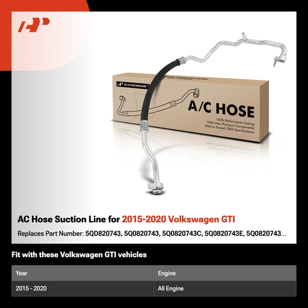 AC Hose Suction Line for 2015-2020 Volkswagen GTI