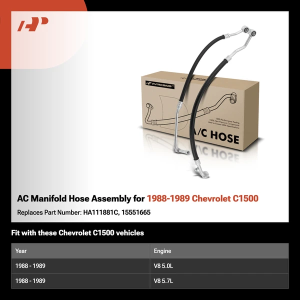 AC Manifold Hose Assembly for 1988-1989 Chevrolet C1500