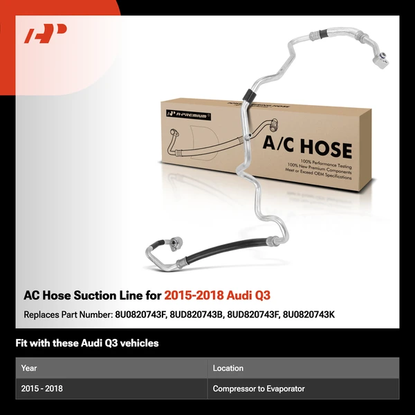 AC Hose Suction Line for 2015-2018 Audi Q3