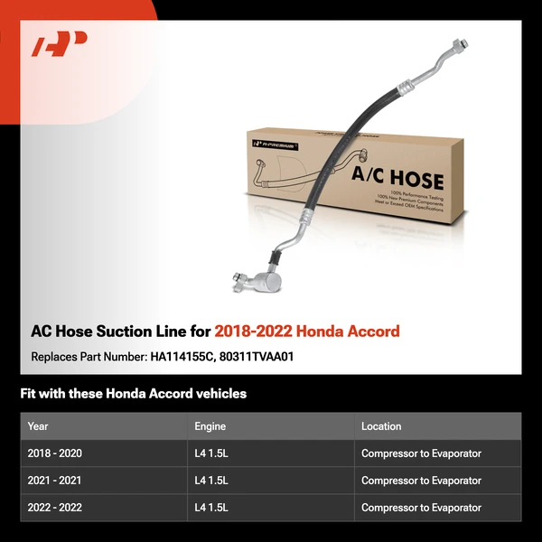 AC Hose Suction Line for 2018-2022 Honda Accord
