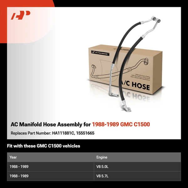 AC Manifold Hose Assembly for 1988-1989 GMC C1500