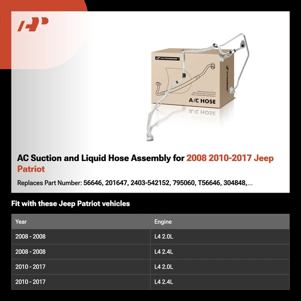 AC Suction and Liquid Hose Assembly for 2008 2010-2017 Jeep Patriot