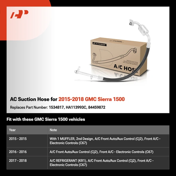 AC Suction Hose for 2015-2018 GMC Sierra 1500