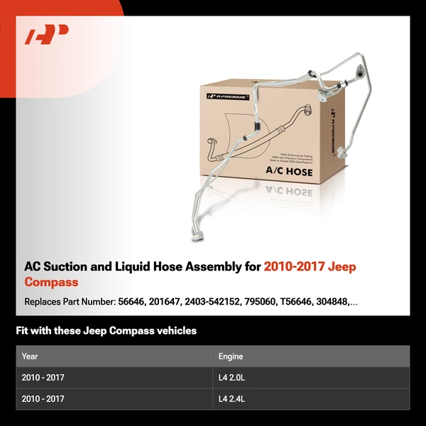 AC Suction and Liquid Hose Assembly for 2010-2017 Jeep Compass