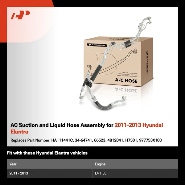 AC Suction and Liquid Hose Assembly for 2011-2013 Hyundai Elantra