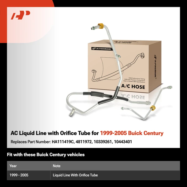 AC Liquid Line with Orifice Tube for 1999-2005 Buick Century