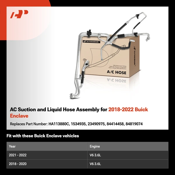 AC Suction and Liquid Hose Assembly for 2018-2022 Buick Enclave