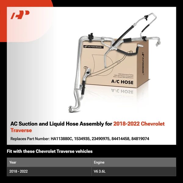 AC Suction and Liquid Hose Assembly for 2018-2022 Chevrolet Traverse