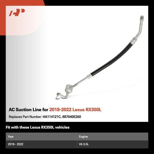 AC Suction Line for 2018-2022 Lexus RX350L