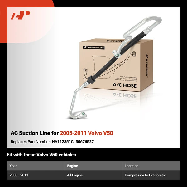 AC Suction Line for 2005-2011 Volvo V50