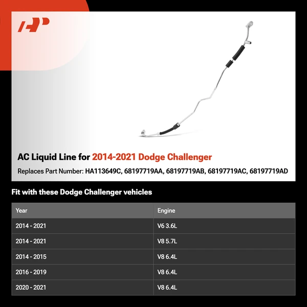 AC Liquid Line for 2014-2021 Dodge Challenger