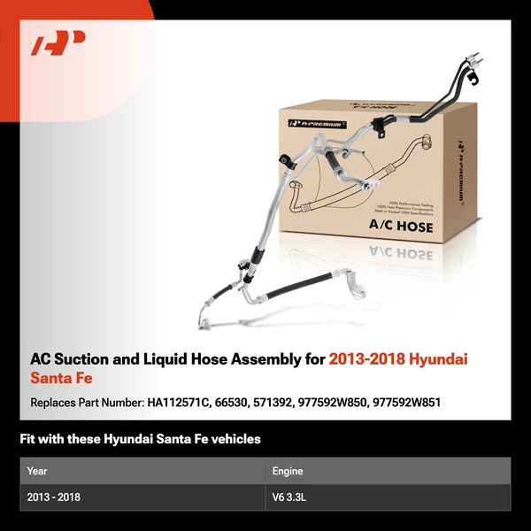 AC Suction and Liquid Hose Assembly for 2013-2018 Hyundai Santa Fe