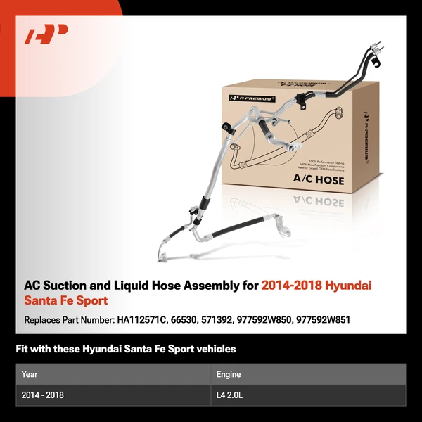 AC Suction and Liquid Hose Assembly for 2014-2018 Hyundai Santa Fe Sport