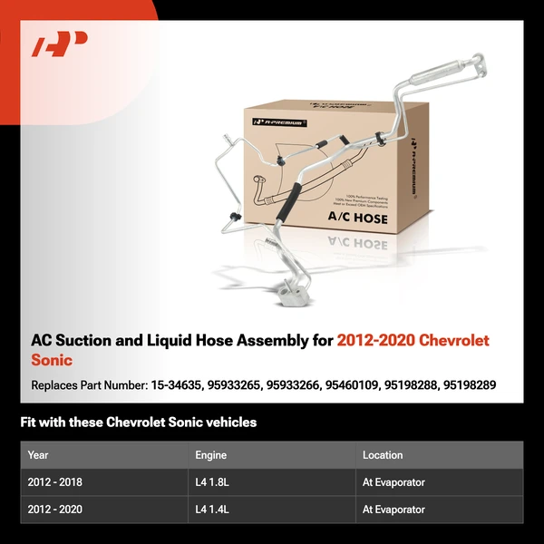 AC Suction and Liquid Hose Assembly for 2012-2020 Chevrolet Sonic