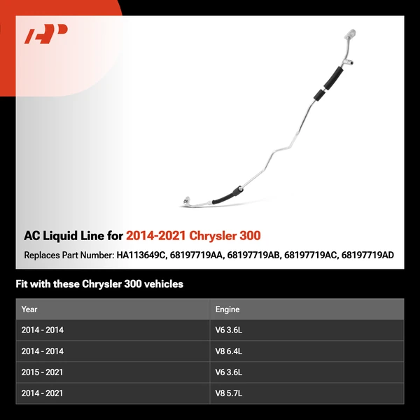 AC Liquid Line for 2014-2021 Chrysler 300