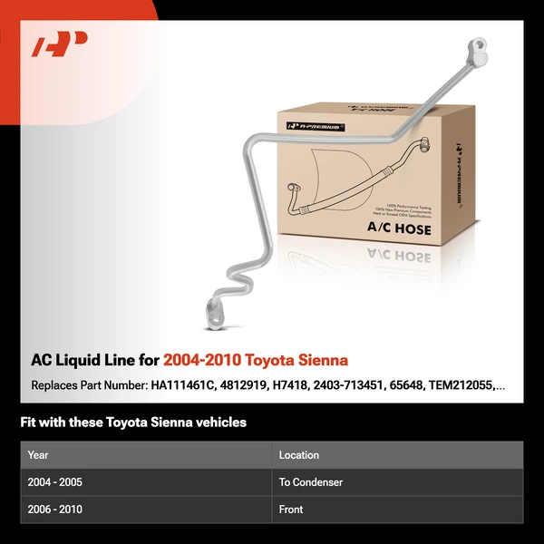 AC Liquid Line for 2004-2010 Toyota Sienna
