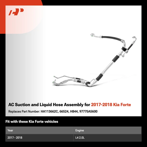 AC Suction and Liquid Hose Assembly for 2017-2018 Kia Forte