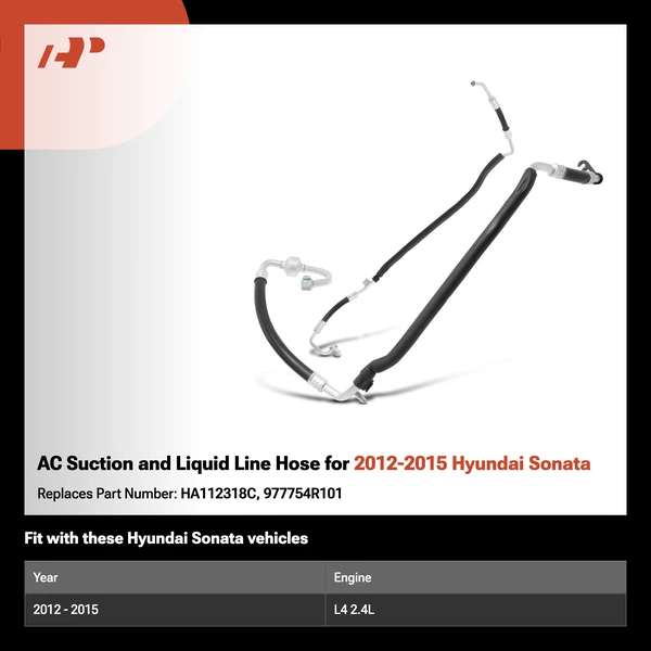 AC Suction and Liquid Line Hose for 2012-2015 Hyundai Sonata