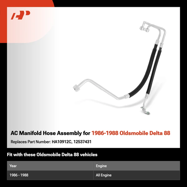 AC Manifold Hose Assembly for 1986-1988 Oldsmobile Delta 88