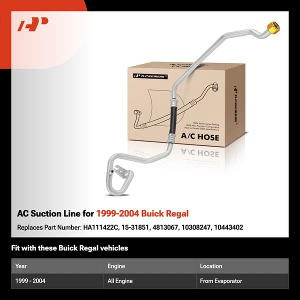 AC Suction Line for 1999-2004 Buick Regal