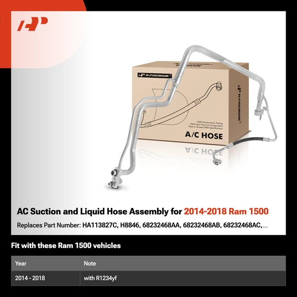 AC Suction and Liquid Hose Assembly for 2014-2018 Ram 1500