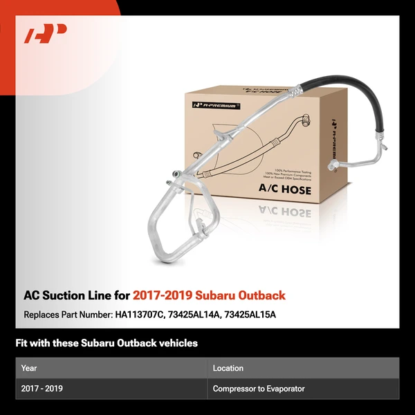 AC Suction Line for 2017-2019 Subaru Outback