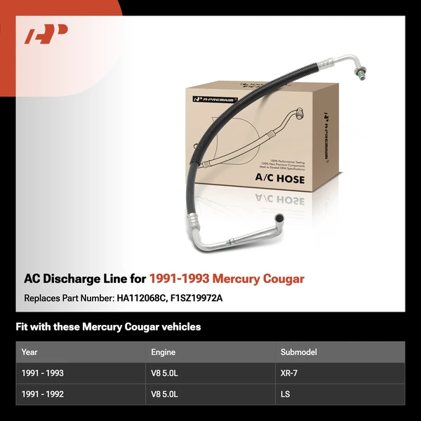 AC Discharge Line for 1991-1993 Mercury Cougar